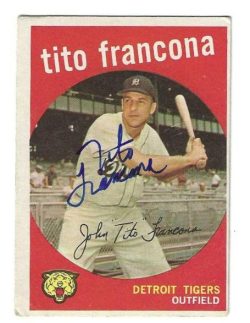 Autographed TITO FRANCONA Detroit Tigers 1959 Topps Card
