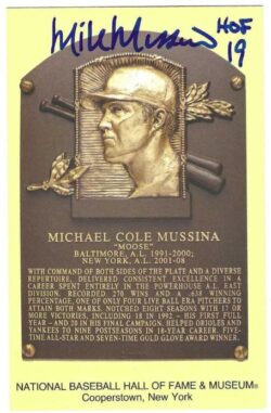 Autographed Mike Mussina "HOF 19" Hall of Fame Gold Plaque Postcard