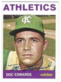 Autographed DOC EDWARDS Kansas City A's 1964 Topps Card
