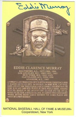Autographed Eddie Murray Hall of Fame Gold Plaque JSA COA