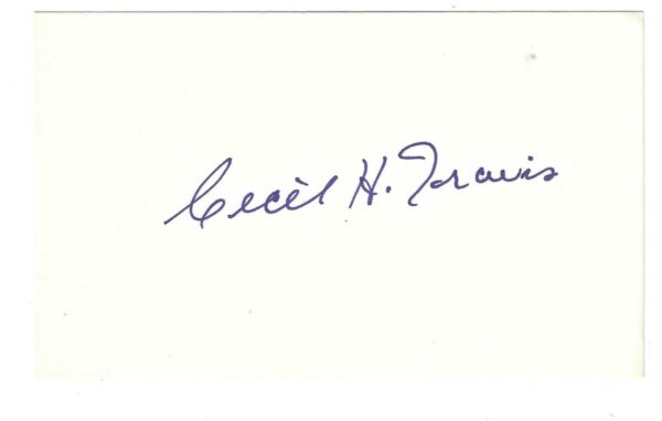 AUTOGRAPHED SIGNED CECIL TRAVIS 3x5 Index card