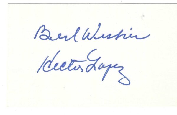 AUTOGRAPHED SIGNED HECTOR LOPEZ 3x5 Index card