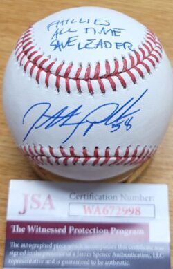 Autographed JONATHAN PAPELBON "Phillies All Time Save Leader" Official Major League Baseball JSA
