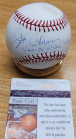 Autographed JERRY COLEMAN "49,50,51,56 WSC" Rawlings Official Major League Baseball JSA