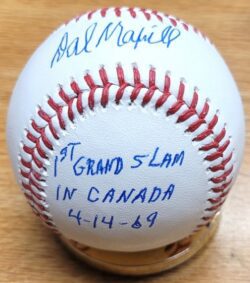 Autographed DAL MAXVILL "1st Grand Slam in Canada"  Official Major League Baseball
