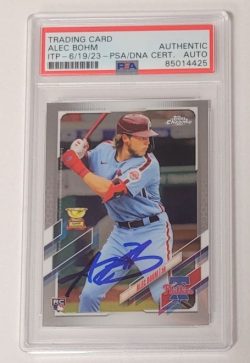 Autographed 2021 ALEC BOHM Phillies Topps Card #277 PSA/DNA Slabbed