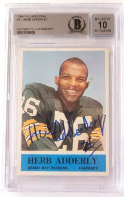 Autographed 1964 Topps Herb Adderley Packers Rookie #71 BAS Beckett slabbed 10