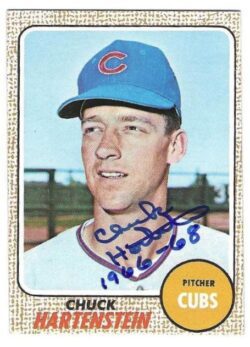 Autographed CHUCK HARTENSTINE Chicago Cubs 1968 Topps Card