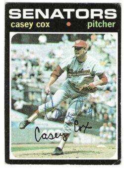 Autographed CASEY COX Washington Senators 1971 Topps Card