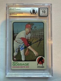 Autographed 1973 Topps Rich Gossage White Sox  Rookie Card #174 Beckett Slabbed - Auto grade a 10