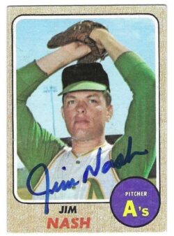 Autographed JIM NASH Oakland A's 1968 Topps Card