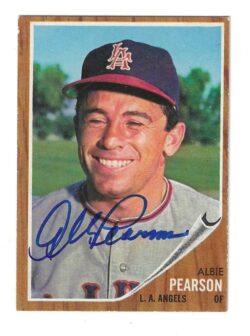 Autographed ALBIE PEARSON Los Angeles Angels 1962 Topps Card #343