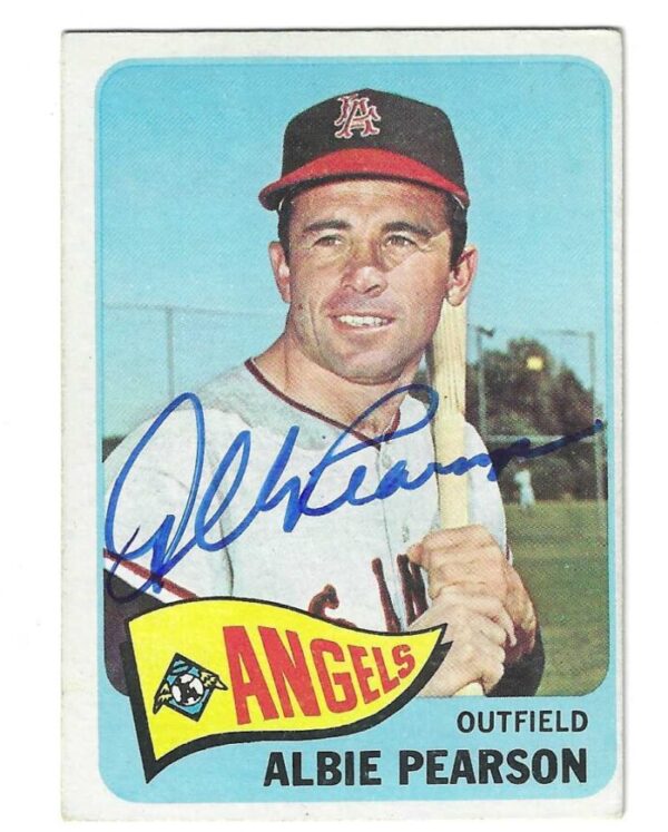 Autographed ALBIE PEARSON Los Angeles Angels 1965 Topps Card