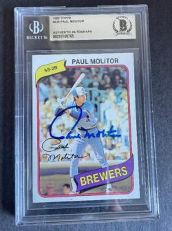 Autographed 1980 Topps PAUL MOLITOR Milwaukee Brewers #406 Beckett Slabbed