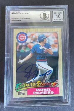 Autographed 1987 Topps RAFAEL PALMEIRO Chicago Cubs #634 Beckett Slabbed