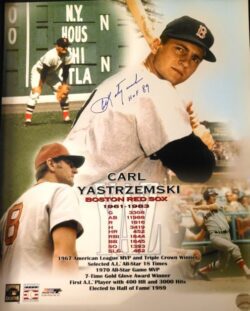 Autographed CARL YASTRZEMSKI "HOF 89" 16X20 Boston Red Sox