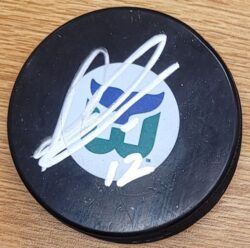 Autographed DEAN EVASON Hartford Whalers Hockey Puck