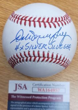 Autographed DALE MURPHY "4X Silver Slugger" Official Rawlings Major League Baseball JSA Witness