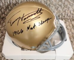 Autographed TERRY HANRATTY "1966 Nat'l Champs" Notre Dame Mini Helmet