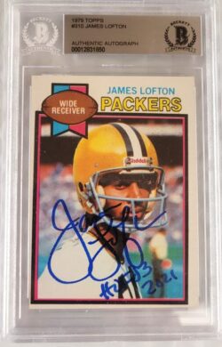 Autographed 1979 Topps James Lofton Packers Rookie Card #310 BAS Beckett Slabbed