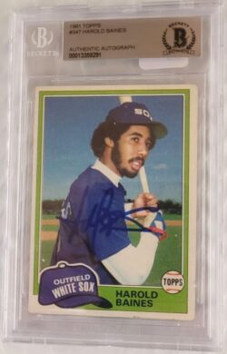 Autographed 1981 Fleer Harold Baines White Sox Rookie Card #347 Beckett Slabbed