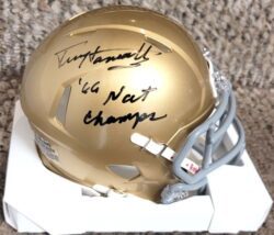 Autographed TERRY HANRATTY "1966 Nat'l Champs" Notre Dame Mini Helmet