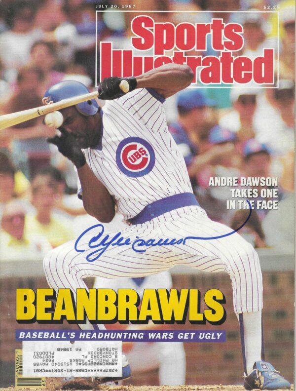 Autographed Andre Dawson Chicago Cubs Sports Illustrated Magazine 7/20/1987