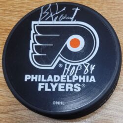 AUTOGRAPHED BERNIE PARENT "HOF 84" Philadelphia Flyers Puck