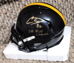 Autographed CAREY DAVIS "SBXLIII" Pittsburgh Steelers Mini Helmet with COA