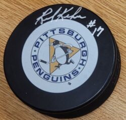 Autographed RICK KEHOE Pittsburgh Penguins Hockey Puck
