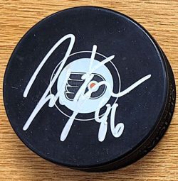 Autographed JOEL FARABEE Philadelphia Flyers Hockey Puck
