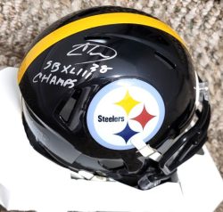 Autographed CAREY DAVIS "SBXLIII" Pittsburgh Steelers Mini Helmet with COA