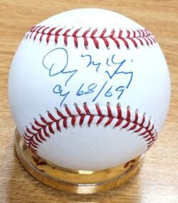 Autographed DENNY MCLAIN "CY 68/69" Official Major League Baseball