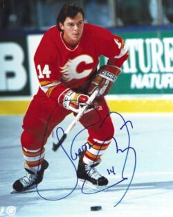Autographed THEO FLEURY 8X10 Calgary Flames Photo
