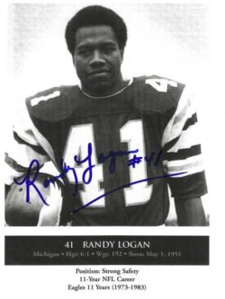Autographed RANDY LOGAN 8X10 Philadelphia Eagles Photo