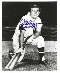 AUTOGRAPHED ALBIE PEARSON "AL ROY 58" 8x10 Washington Senators Photo