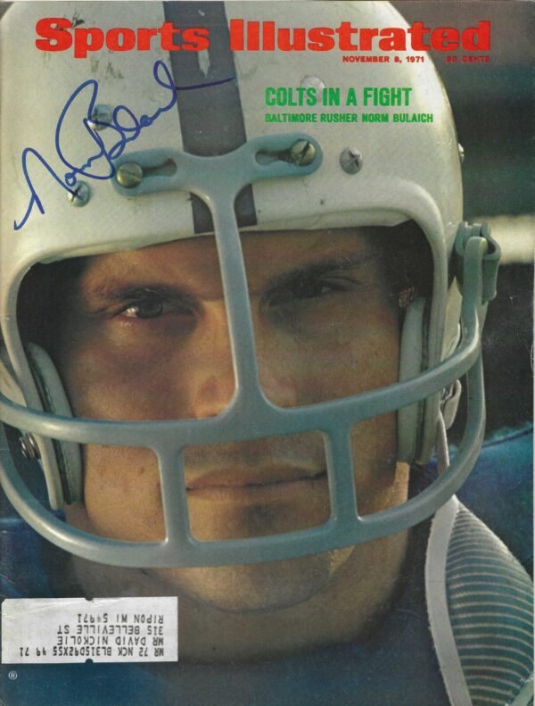 Autographed Norm Bulaich Baltimore Colts Sports Illustrated Magazine 11/8/1971