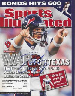 Autographed David Carr Houston Texans Sports Illustrated Magazine 8/19/2002