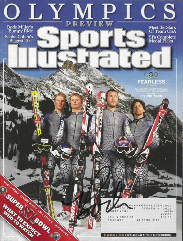 Autographed Bode Miller Skiing Sports Illustrated Magazine 2/6/2006