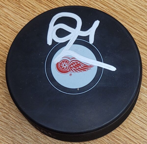 AUTOGRAPHED DEREK LALONDE Detroit Red Wings Hockey Puck