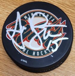 Autographed ANDREW BRUNETTE Minnesota Wild Hockey Puck
