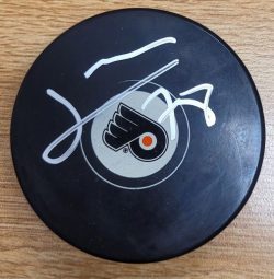 Autographed PIERRE-EDOUARD BELLMARE Philadelphia Flyers Hockey Puck