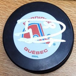 Autographed DAN LAMBERT Quebec Nordiques Hockey Puck