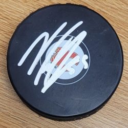 Autographed NOAH HANIFIN Calgary Flames Hockey Puck