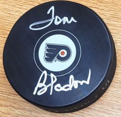 Autographed TOM BLADON Philadelphia Flyers Hockey Puck