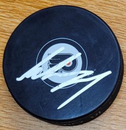 Autographed ADAM GINNING Philadelphia Flyers Hockey Puck