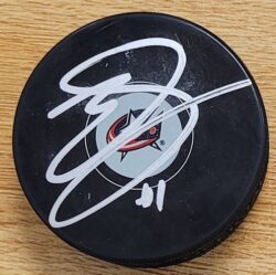 Autographed ERIK GUDBRANSON Columbus Blue Jackets Hockey Puck