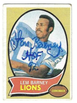 Lem Barney Detroit Lions Autographed 1970 Football Topps Card #75
