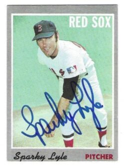 Autographed SPARKY LYLE Boston Red Sox 1970 Topps Card