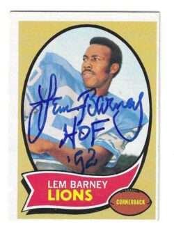Lem Barney Detroit Lions Autographed 1970 Football Topps Card #75
